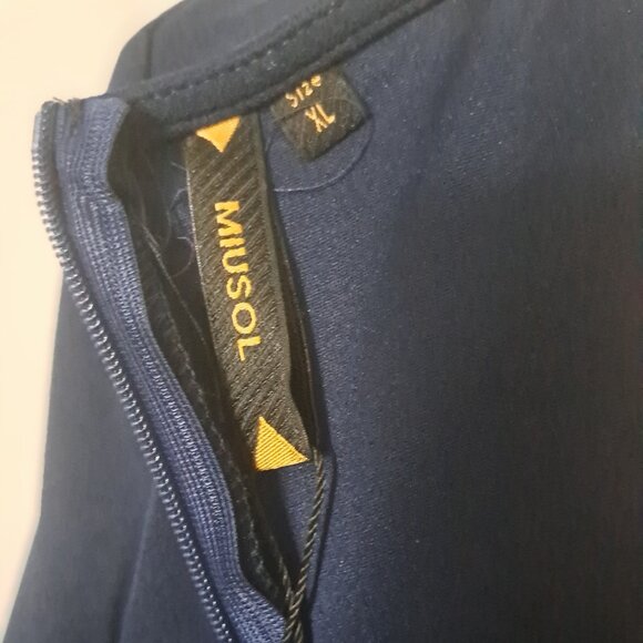 I Miusol Classy Navy Blue V-Neck 3/4 Sleeve Party Dress XL NWT - Picture 8 of 10